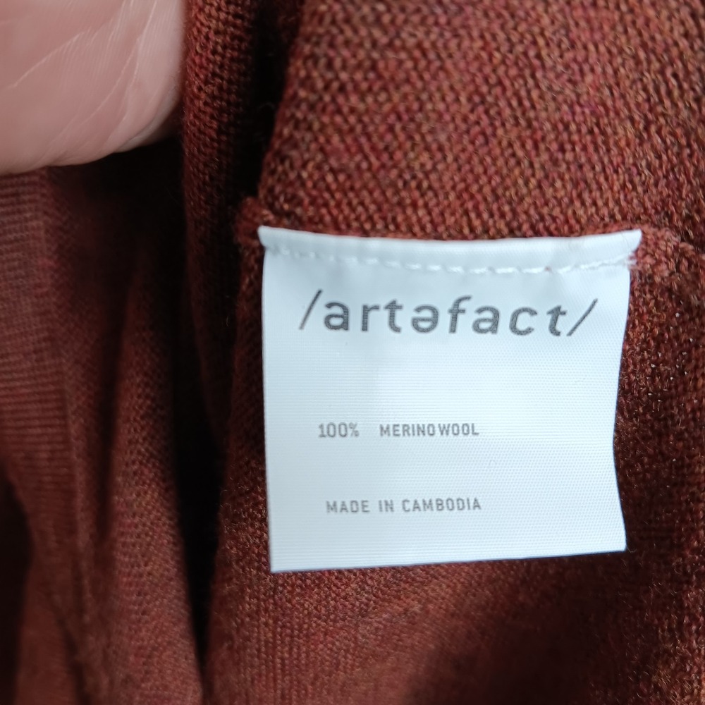 Artefact Merino Wool Sweater L Rust Brown Crew Neck Pullover Quiet Luxury Earthy - Picture 4 of 6
